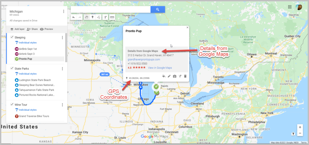 google map road trip