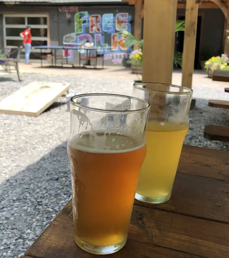 Picture of beers on patio of Freefolk Brewery