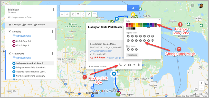 travel plan in google maps