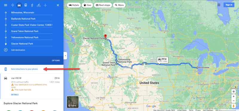 google map road trip