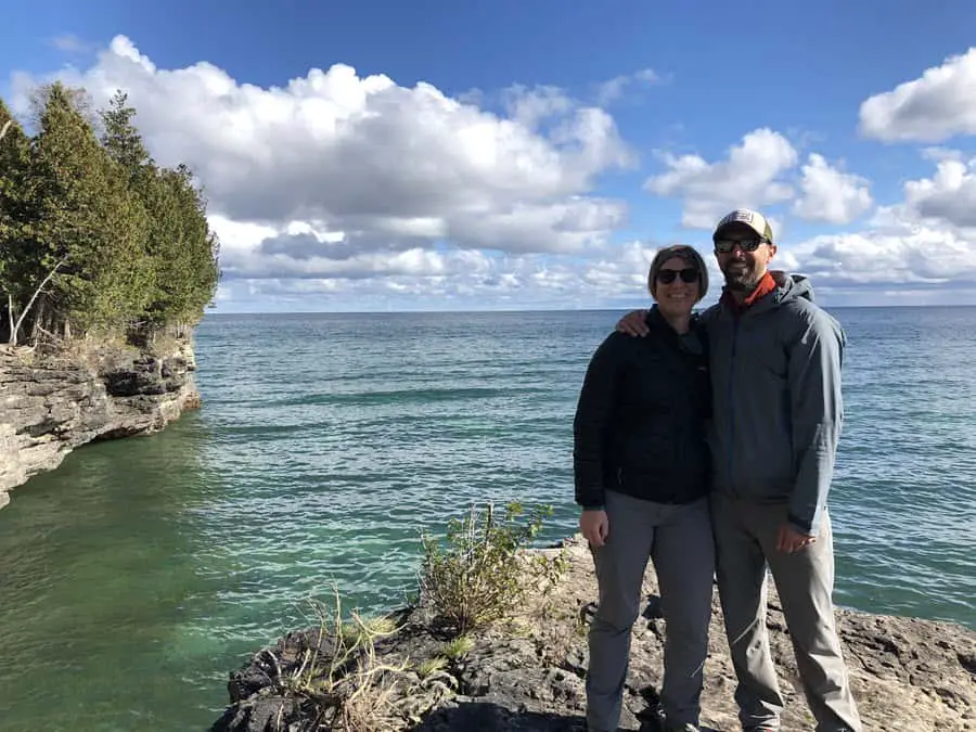 Mel and Craig at Cave Point in Sturgeon Bay Wisconsin