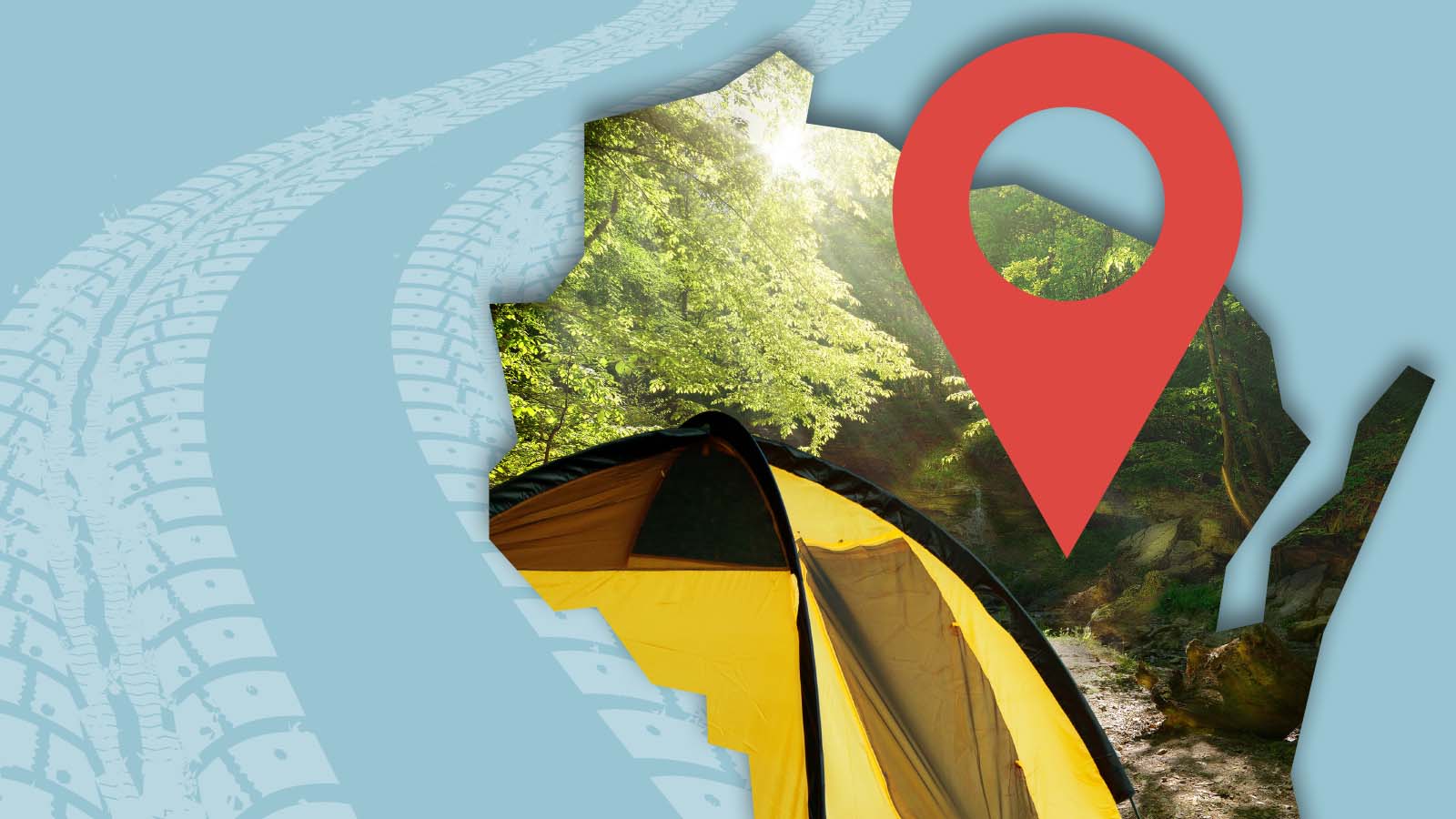 Image of Wisconsin outline with camping image inside