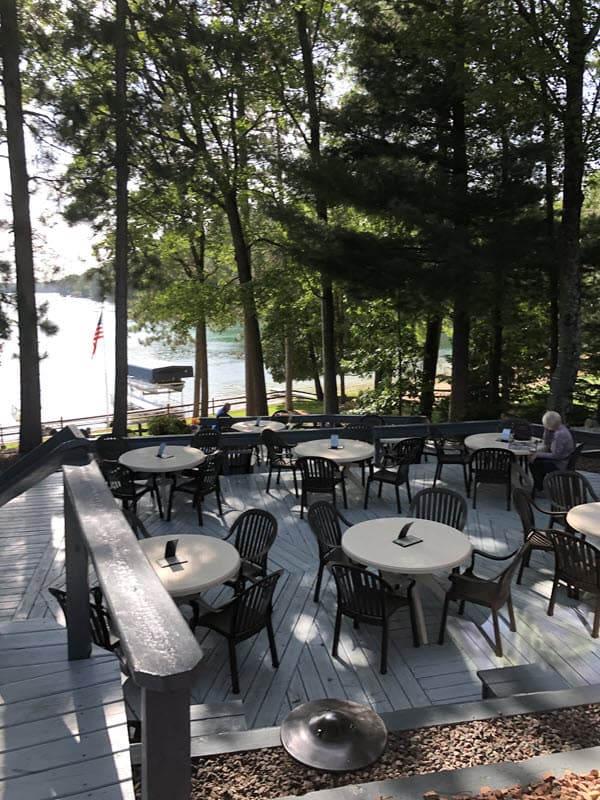 Patio overlooking maiden lake