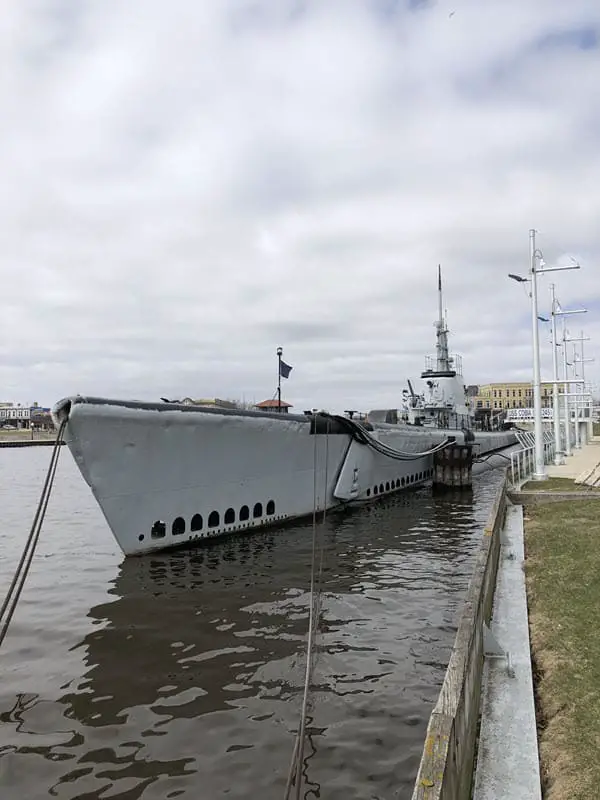 Image of USS Cobia that sits outside of the Wisconsin Maritime Museum in Manitowoc WI