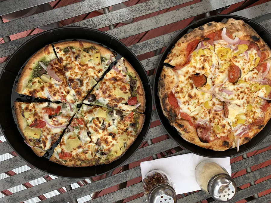 Image of two pizzas at DaLou's Pizza in Washburn WI