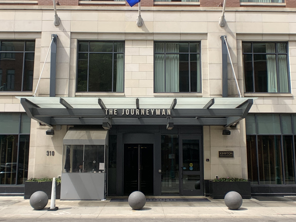 Kimpton Journeyman Hotel - Milwaukee WI Image of the outside entrance into the Kimpton Journeyman Hotel in Milwaukee WI