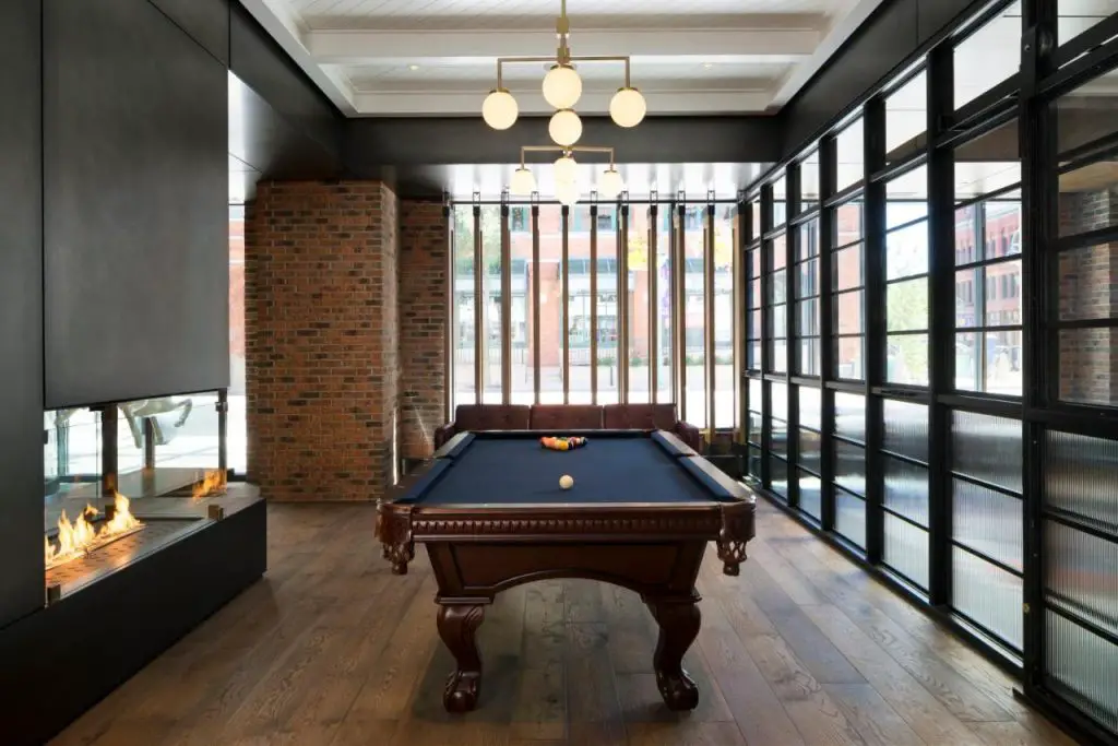 Image of pool table in the lobby of The Kimpton Journeyman Hotel in Milwaukee