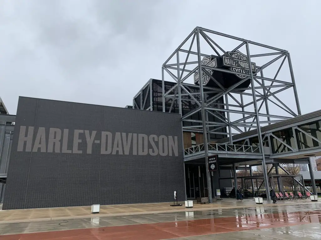 Image of entrance to the Harley Davidson Museum in Milwaukee WI